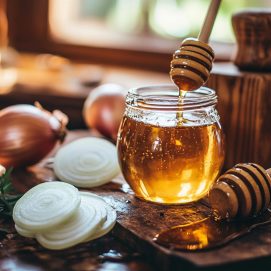 Zwiebelsaft als traditionelles Hausmittel gegen Husten in der wertvollen vergessenen Hausapotheke