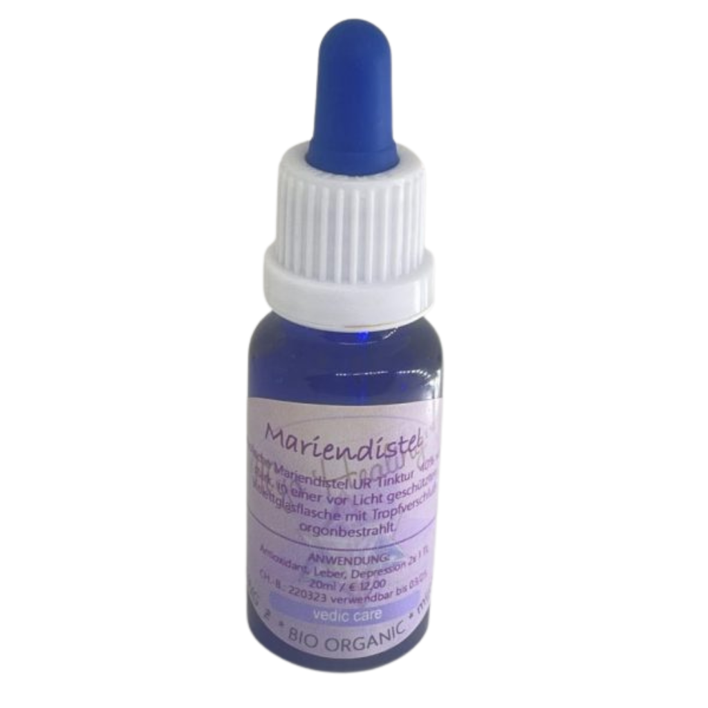 Mijo Healing Mariendistel Pflanzenauszug in Violettglasflasche als natürlicher Begleiter für die Hausapotheke