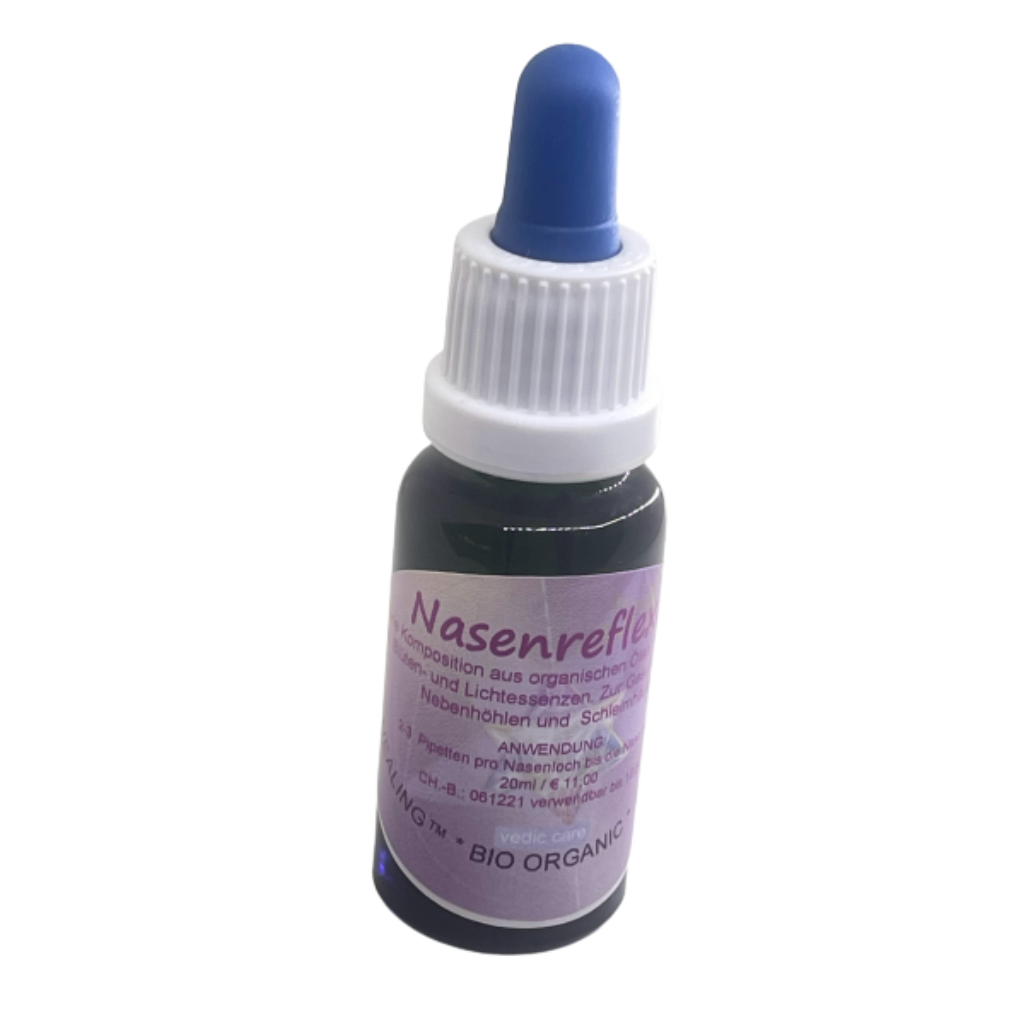 Mijo Healing™ Nasenreflexöl 4 Ganzheitliche Regeneration & ästhetische Vitalität in Lustadt / Südpfalz Mijo Healing Nasenreflexöl in blauem Apothekerfläschchen mit Glaspipette als natürliche Pflege für die Hausapotheke